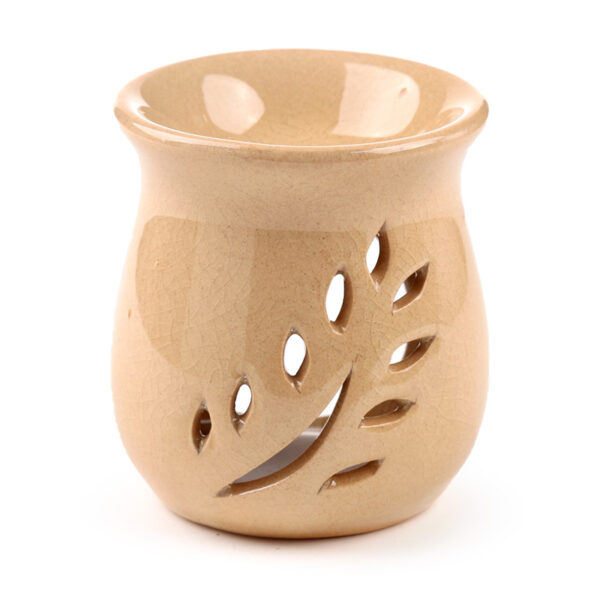 Ceramic Crackled Glaze Leaf Cut Out Oil Burner - Image 4