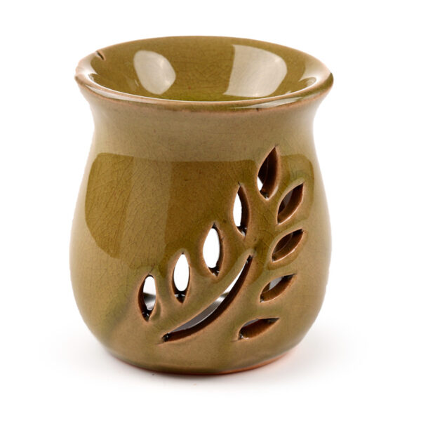 Ceramic Crackled Glaze Leaf Cut Out Oil Burner - Image 5