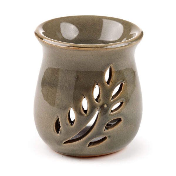 Ceramic Crackled Glaze Leaf Cut Out Oil Burner - Image 6