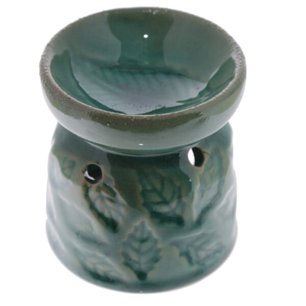 Mini Ceramic Oil Burner - Leaf Design - Image 4