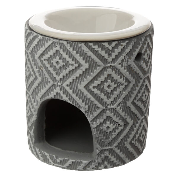 Concrete and Ceramic Grey Pattern Eden Oil Burner - Image 2