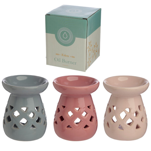 Lattice Cut-Out Ceramic Pastel Colour Eden Oil and Wax Burner - Image 7