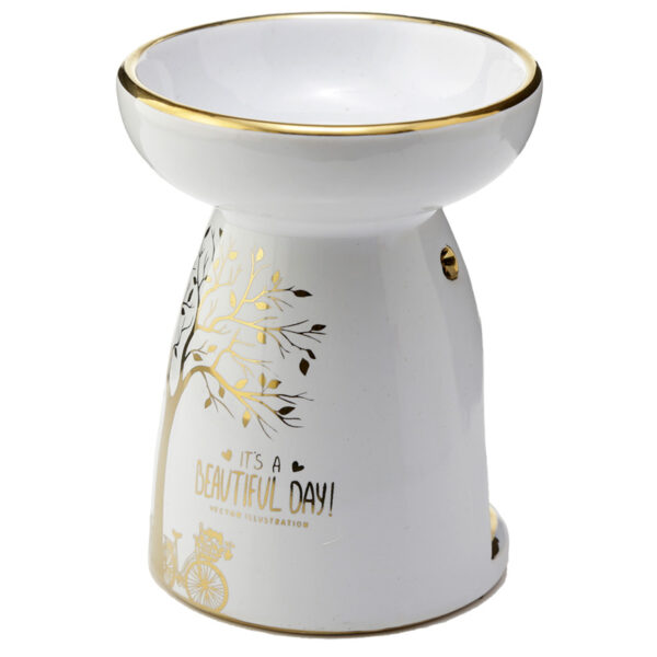 Ceramic Metallic Gold Tree Eden Oil and Wax Burner - Image 3