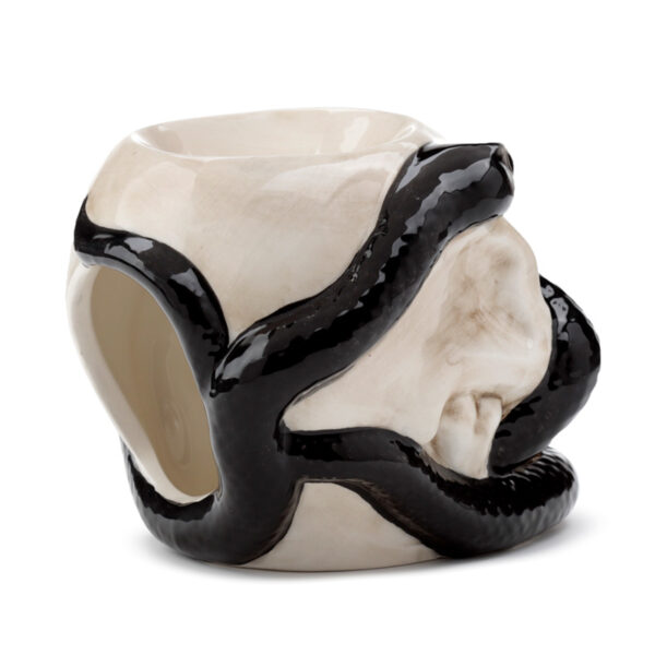 Ceramic Shaped Oil Burner - Coiled Snake and Skull - Image 7