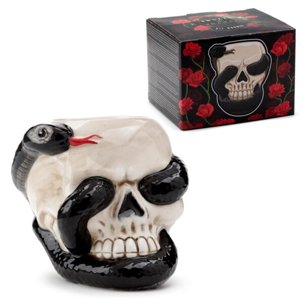 Ceramic Shaped Oil Burner - Coiled Snake and Skull - Image 8
