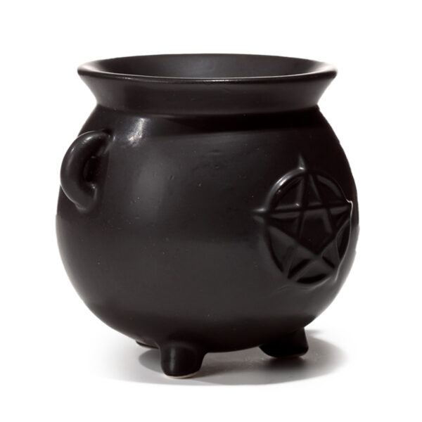 Black Witches Cauldron Shaped Oil Burner with Pentagram - Image 4