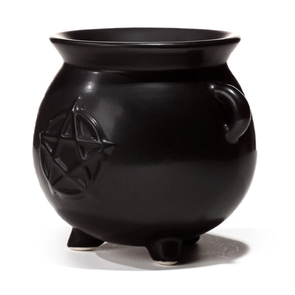 Black Witches Cauldron Shaped Oil Burner with Pentagram - Image 6