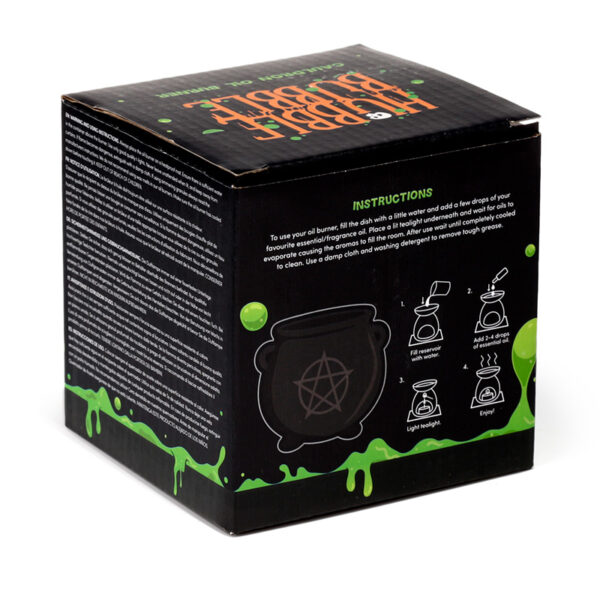 Black Witches Cauldron Shaped Oil Burner with Pentagram - Image 7