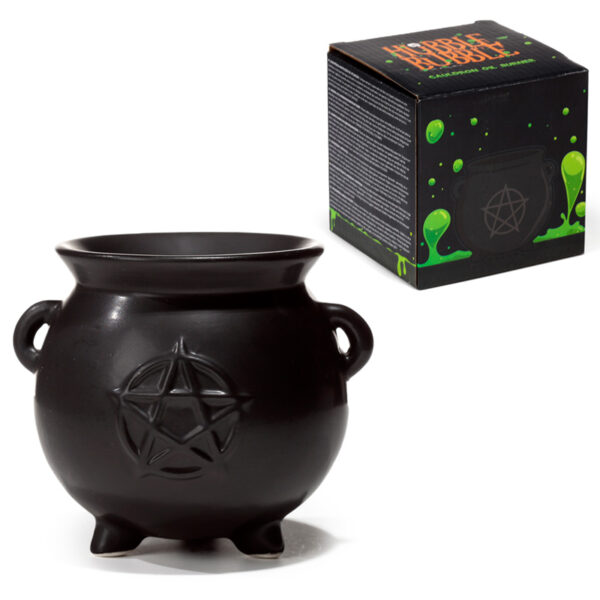 Black Witches Cauldron Shaped Oil Burner with Pentagram - Image 8