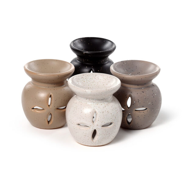 Ceramic Small Oil Burner - Eden Stone Effect Flower Cutout - Image 2