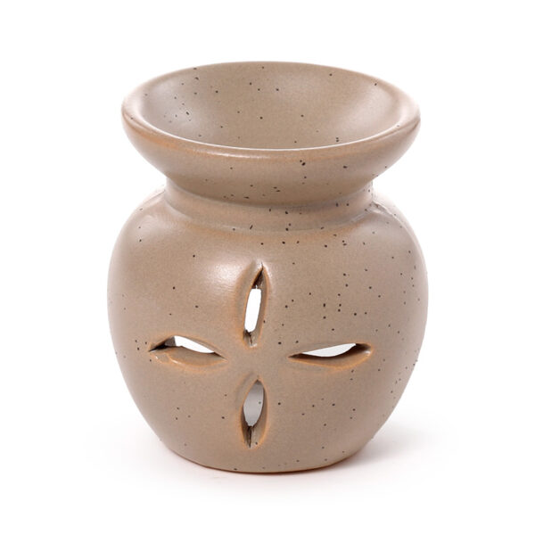 Ceramic Small Oil Burner - Eden Stone Effect Flower Cutout - Image 3