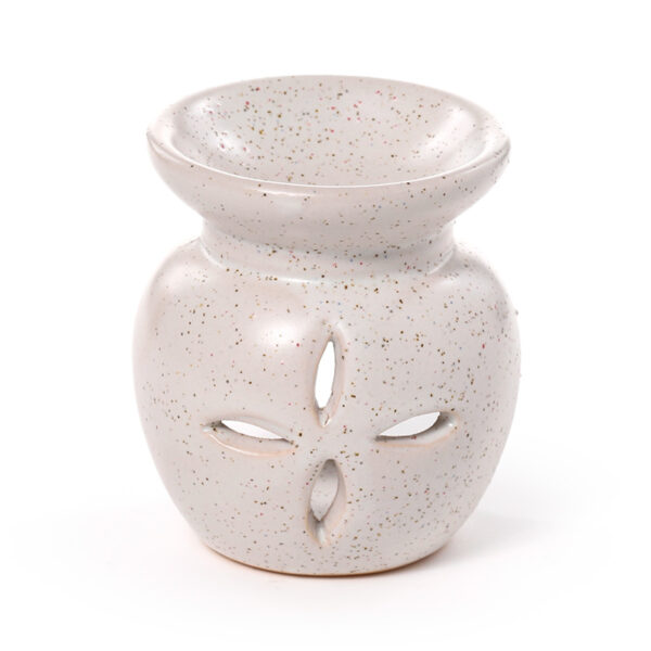Ceramic Small Oil Burner - Eden Stone Effect Flower Cutout - Image 5