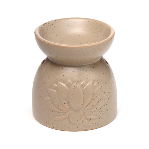Ceramic Oil & Wax Burner - Eden Stone Effect Embossed Lotus - Image 4