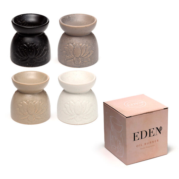 Ceramic Oil & Wax Burner - Eden Stone Effect Embossed Lotus - Image 12