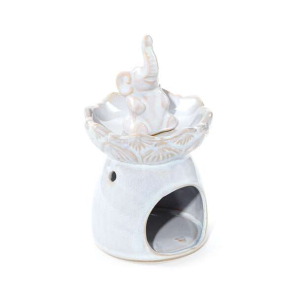 Porcelain Oil Burner - Eden Elephant Lotus Flower - Image 6