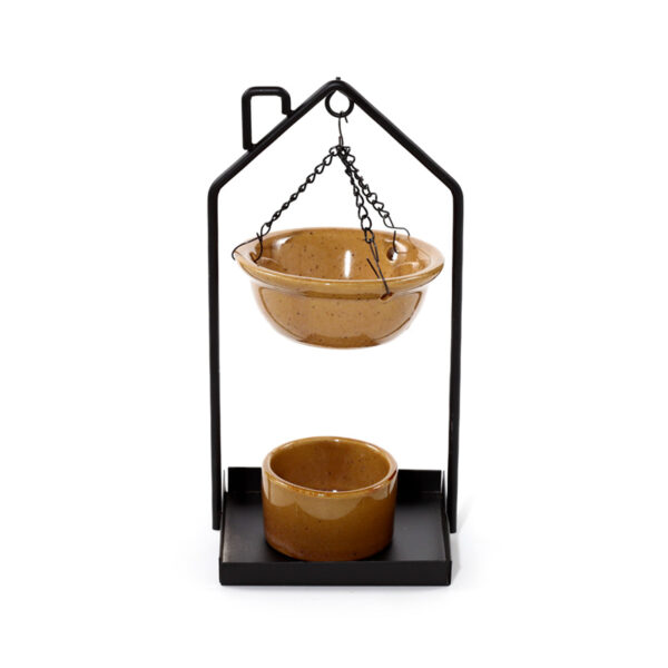 Hanging Porcelain Oil Burner - Eden House Shaped Stand - Image 8