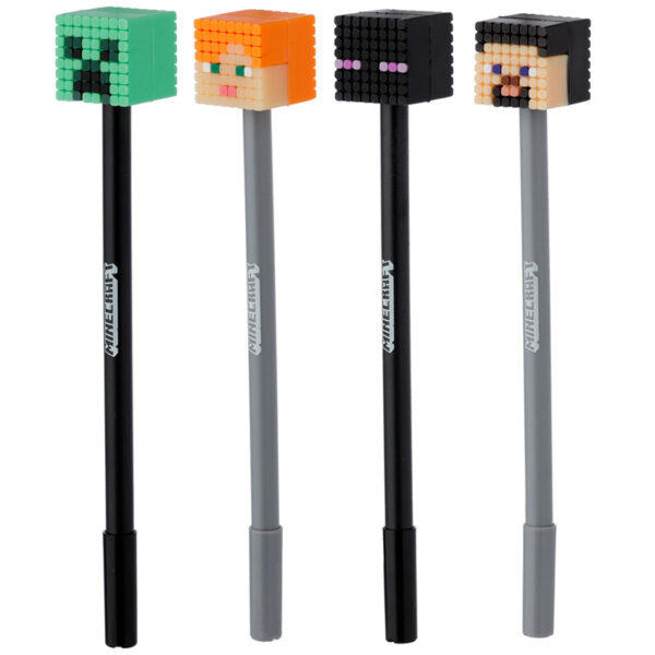 Fine Tip Pen with Silicone Topper - Minecraft (Pig/Bee/Zombie/Skeleton) - Image 2