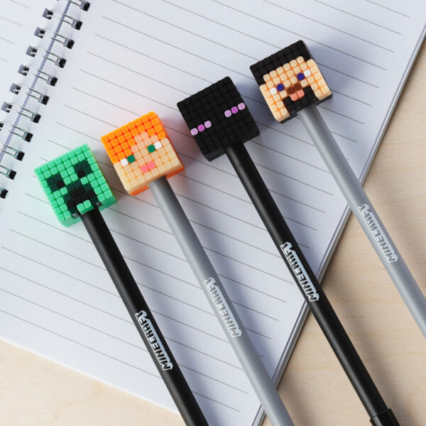 Fine Tip Pen with Silicone Topper - Minecraft (Pig/Bee/Zombie/Skeleton) - Image 3