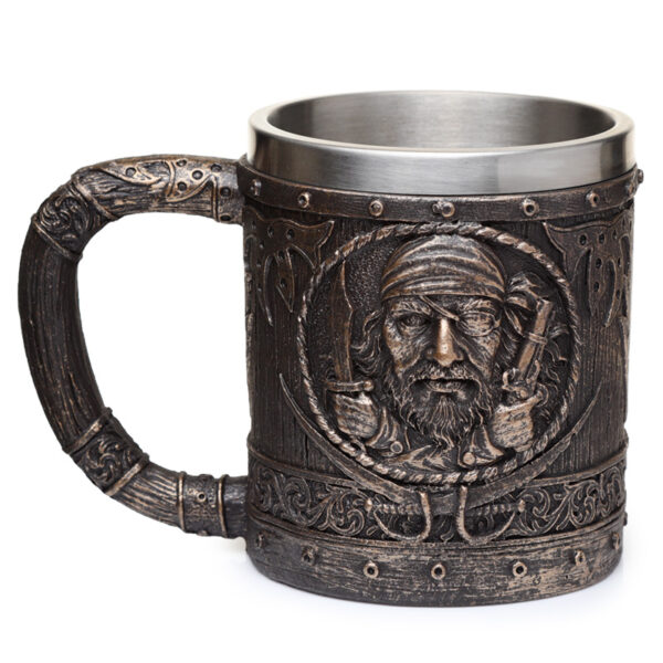 Decorative Tankard - Brushed Gold Wood Effect Pirate - Image 3
