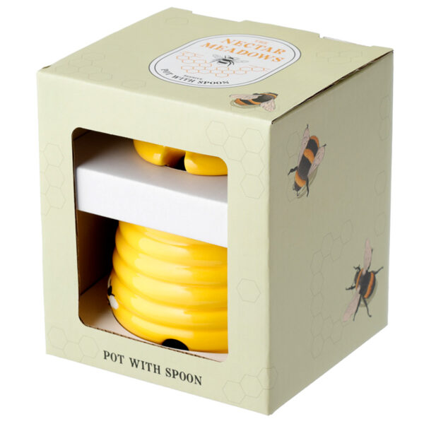 Beehive Shaped Ceramic Pot with Lid and Spoon - Image 9