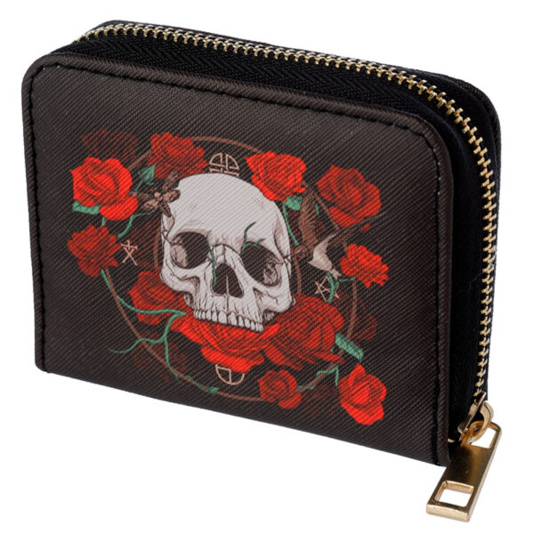 Small Zip Around Wallet - Skulls and Roses - Image 2