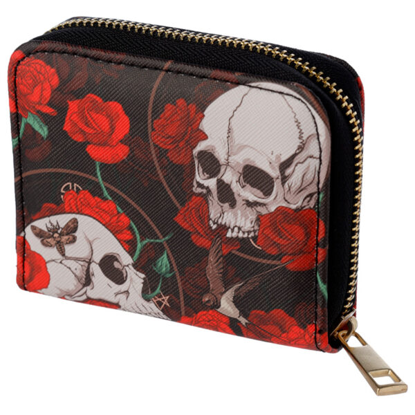 Small Zip Around Wallet - Skulls and Roses - Image 3