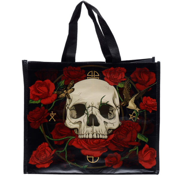Recycled RPET Reusable Shopping Bag - Skulls and Roses - Image 2