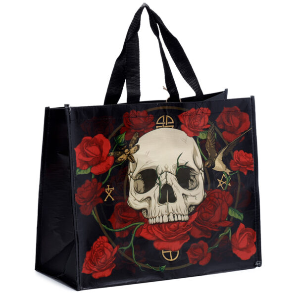Recycled RPET Reusable Shopping Bag - Skulls and Roses - Image 3