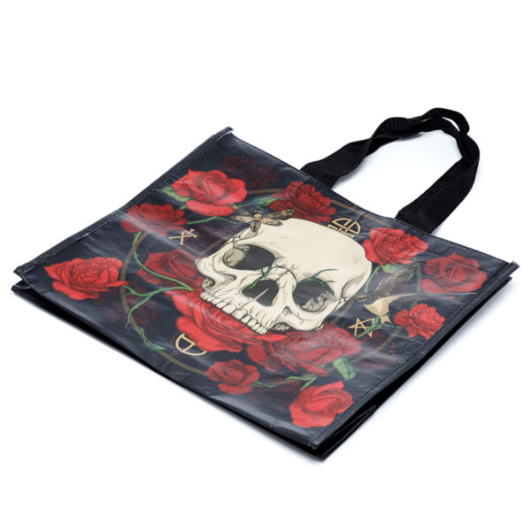 Recycled RPET Reusable Shopping Bag - Skulls and Roses - Image 4