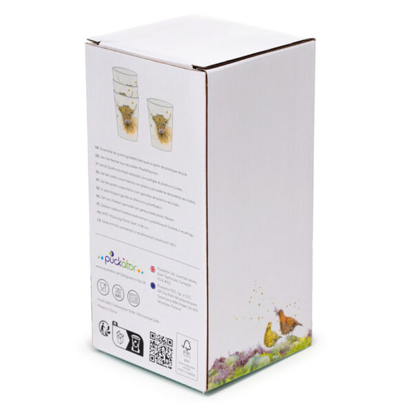 Recycled RPET Set of 4 Picnic Cups - Jan Pashley Highland Coo Cow - Image 7