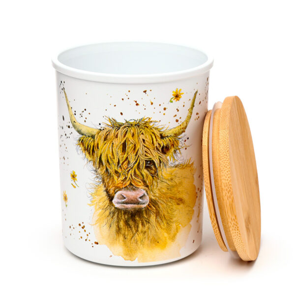 Recycled RPET Set of 2 Storage Jars S/M - Jan Pashley Highland Coo Cow - Image 3