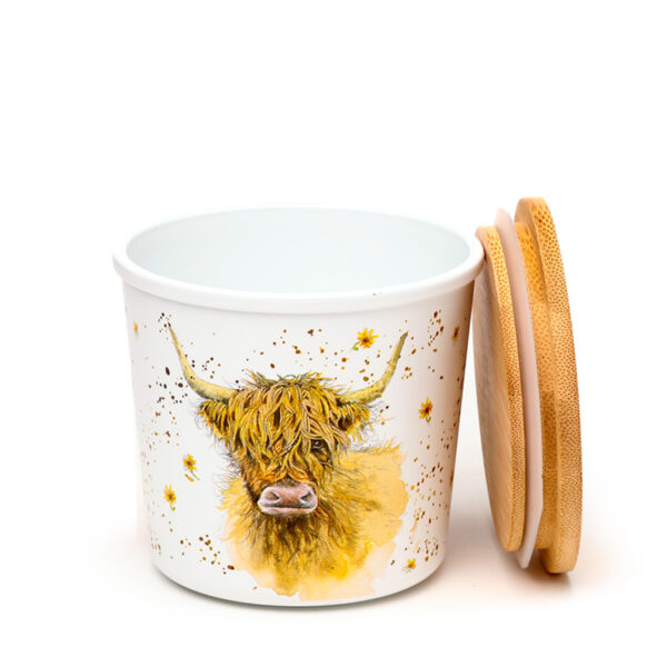 Recycled RPET Set of 2 Storage Jars S/M - Jan Pashley Highland Coo Cow - Image 4