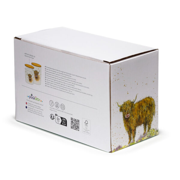 Recycled RPET Set of 2 Storage Jars S/M - Jan Pashley Highland Coo Cow - Image 9