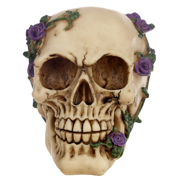 Gothic Skull Decoration with Purple Roses - Image 3