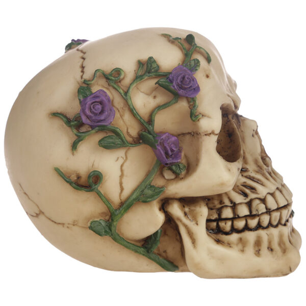Gothic Skull Decoration with Purple Roses - Image 4