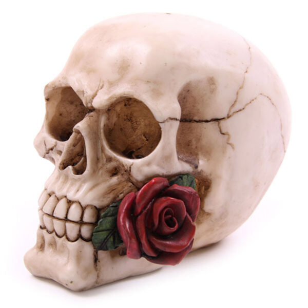 Fantasy Skull Head with Roses Ornament - Image 2
