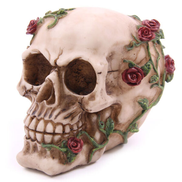 Fantasy Skull Head with Roses Ornament - Image 6