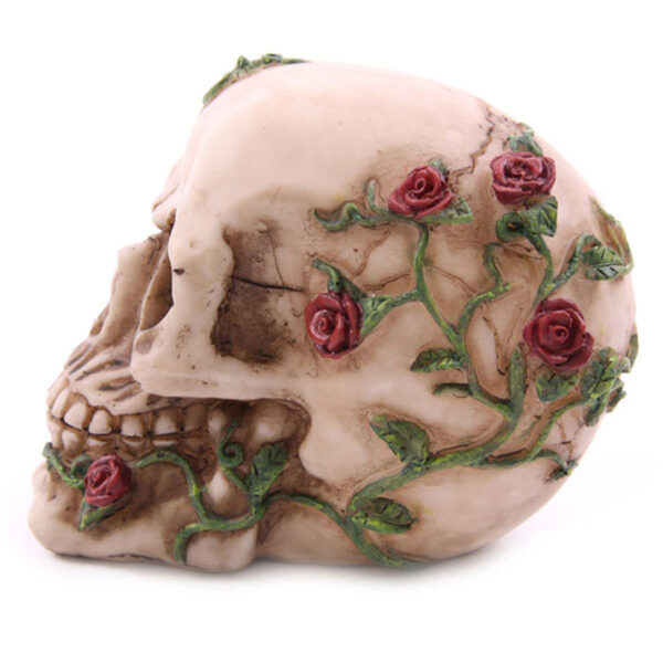 Fantasy Skull Head with Roses Ornament - Image 7