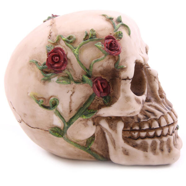 Fantasy Skull Head with Roses Ornament - Image 8