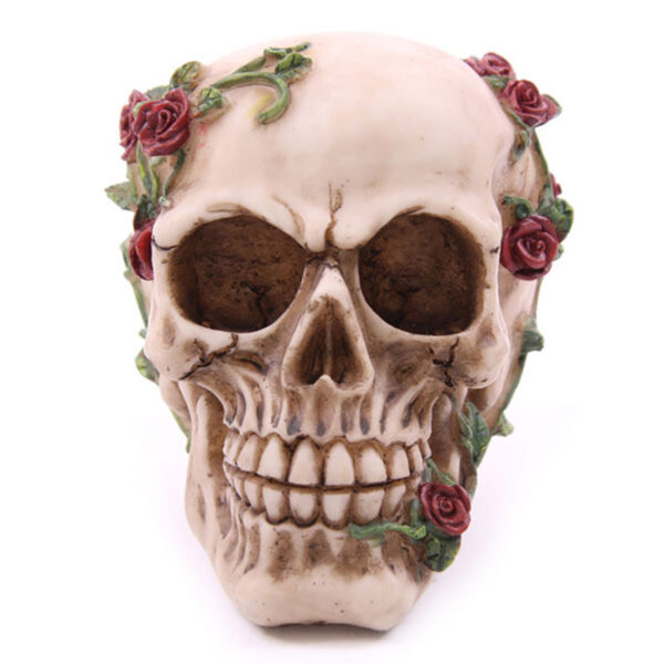 Fantasy Skull Head with Roses Ornament - Image 9