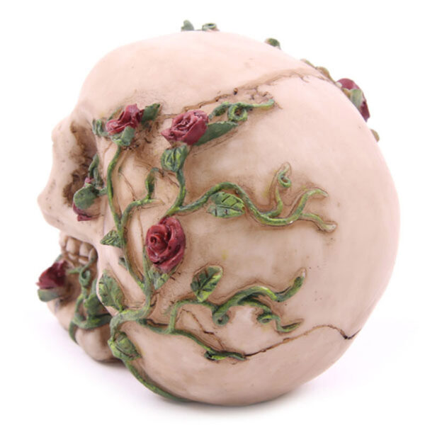 Fantasy Skull Head with Roses Ornament - Image 10