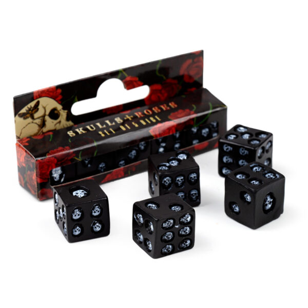 Set of 5 Black Skull Dice - Image 2