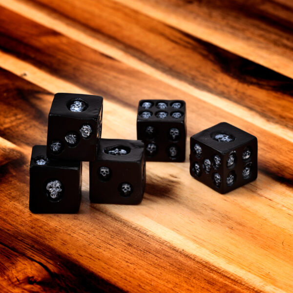 Set of 5 Black Skull Dice - Image 6