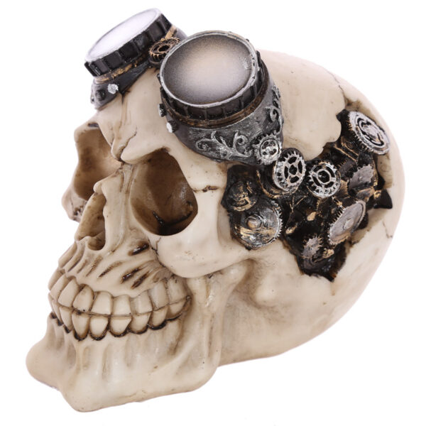 Gothic Skull Decoration - Steampunk with Goggles - Image 2