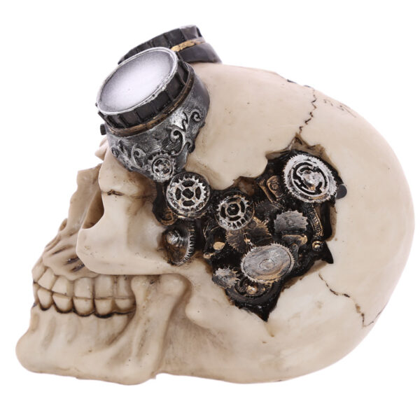 Gothic Skull Decoration - Steampunk with Goggles - Image 3