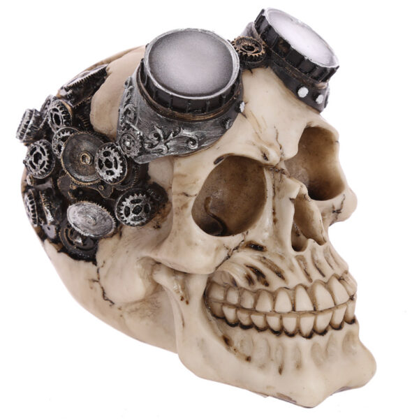Gothic Skull Decoration - Steampunk with Goggles - Image 6