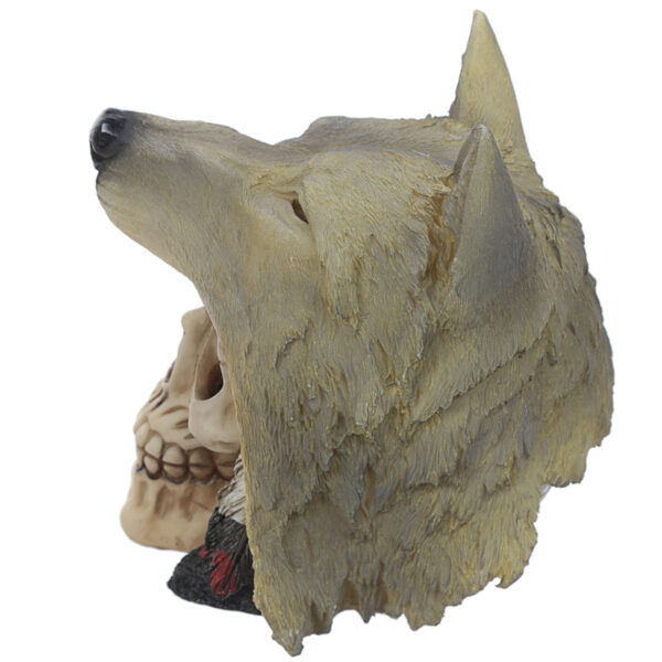 Fantasy Skull with Wolf Head Ornament - Image 3