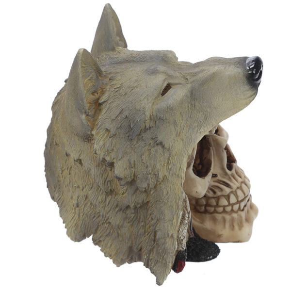 Fantasy Skull with Wolf Head Ornament - Image 5