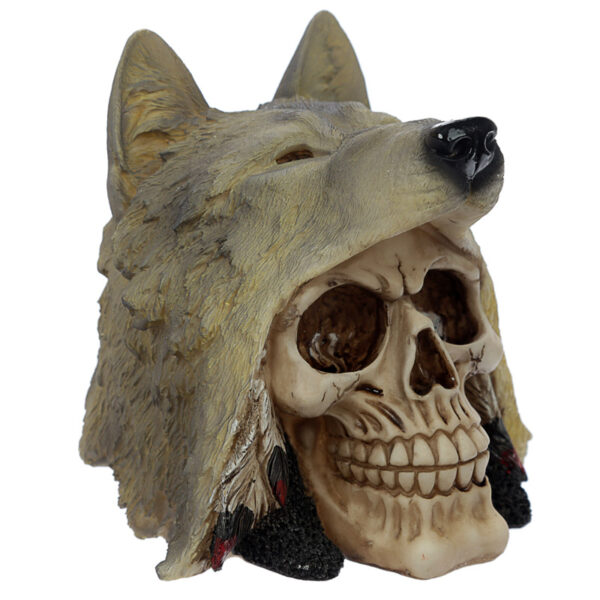 Fantasy Skull with Wolf Head Ornament - Image 6