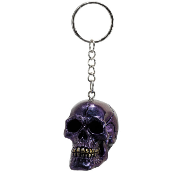 Novelty Keyring - Skulls and Roses Metallic Skull - Image 3